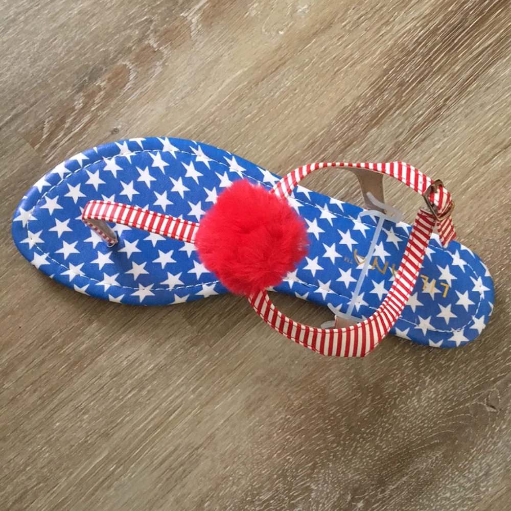 American Flag Pom Pom Sandal Flip Flops - Picture 2 of 4